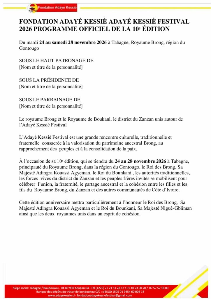 PROGRAMME OFFICIEL DE LA 10ème ÉDITION